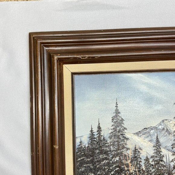 Vintage 1982 "Winter Mountain" Original Oil Painting by Hazel Steven 27" x 23" - Picture 16 of 16